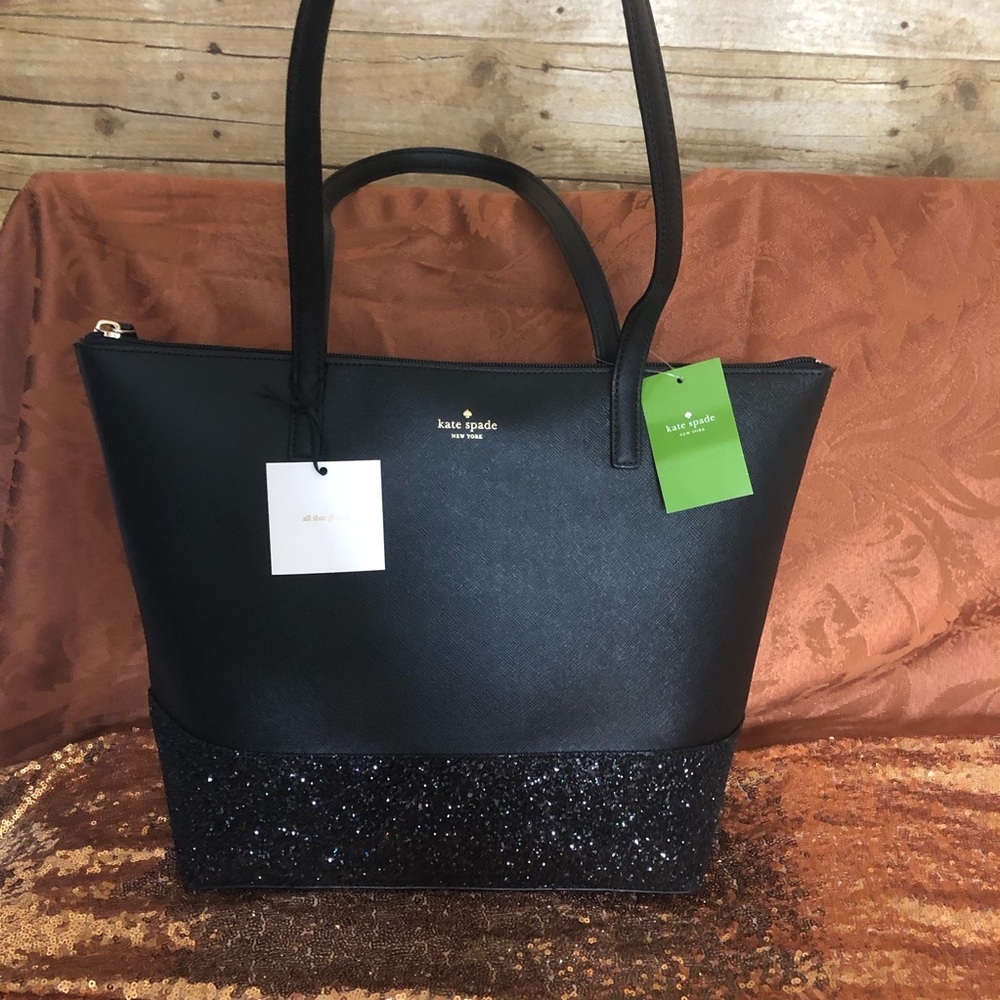 Kate Spade glitter Penny Greta Court LARGE  tote